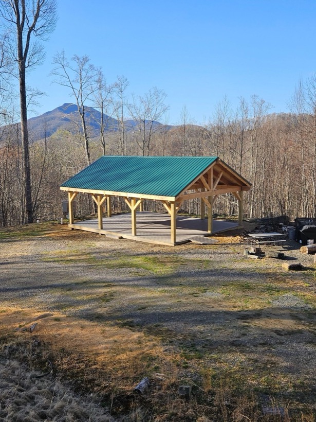 Timber Pavilion built by Mountain Fence & Deck in Western North Carolina